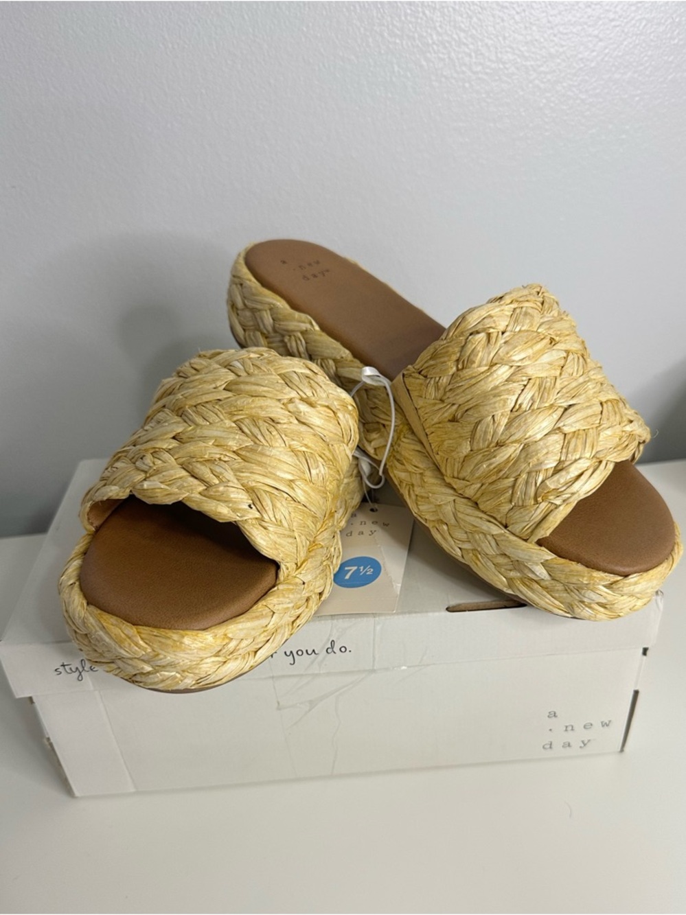 A New Day Braided Platform Slide Sandals - Yellow